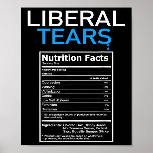 Liberal Tears Anti Liberal Pro Trump Republikein Poster (Voorkant)