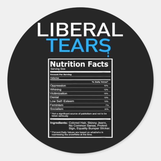 Liberal Tears Anti Liberal Pro Trump Republikein Ronde Sticker (Voorkant)