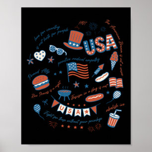 Liberale 4 juli patriottische subtiele Coquette An Poster