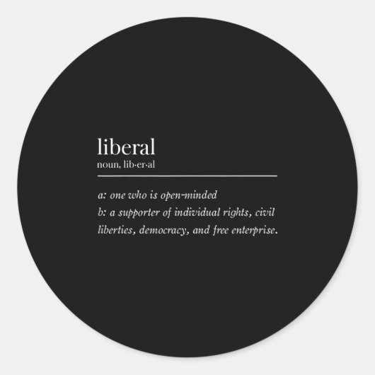 Liberale definitie ronde sticker (Voorkant)