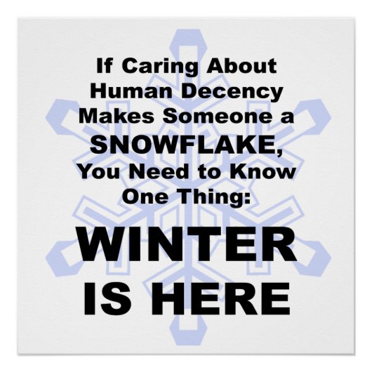Liberale Snowflakes, Winter is hier Poster (Voorkant)