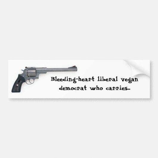 liberale vegandemocraat met bloeding en hart bumpersticker (Voorkant)