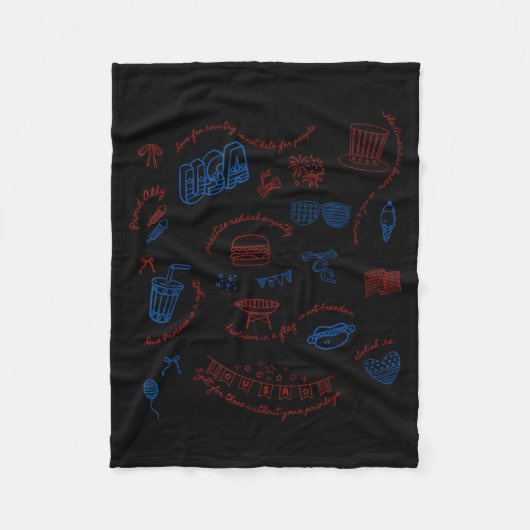 Liberale Vierde Juli Doodle Geheime Subtiele Fleece Deken (Voorkant)