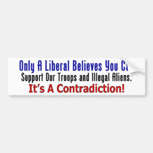 Liberalen, troepen en illegale vreemdelingen (bump bumpersticker