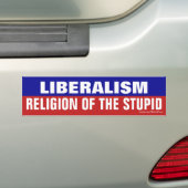 Liberalisme is de religie van de domme bumpersticker (Op auto)