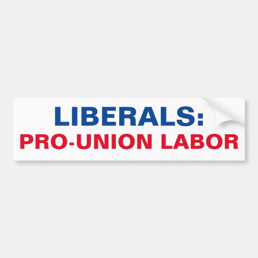 LIBERALS PRO-UNIE ARBEID BUMPERSTICKER (Voorkant)