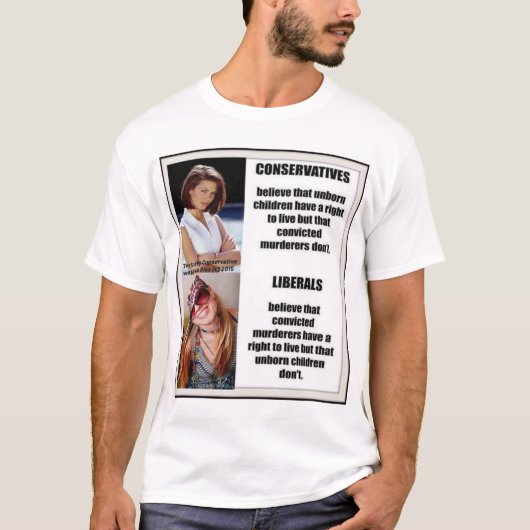 Liberals Vs Conservative abortus T-shirt (Voorkant)