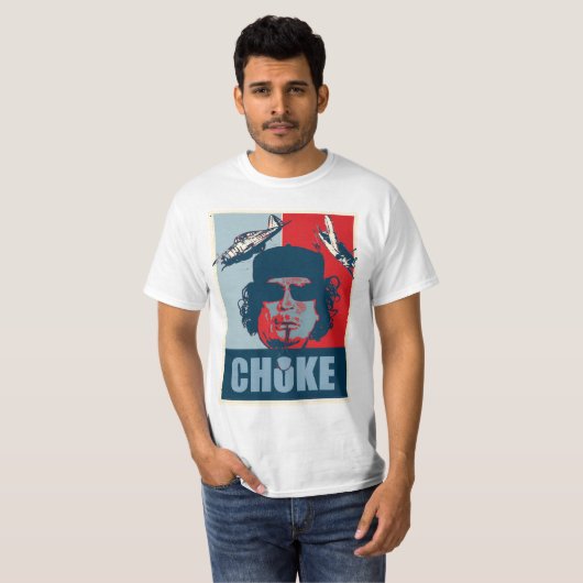 Liberation Muammar Kaddafi Choke poster t shirt (Voorkant volledig)