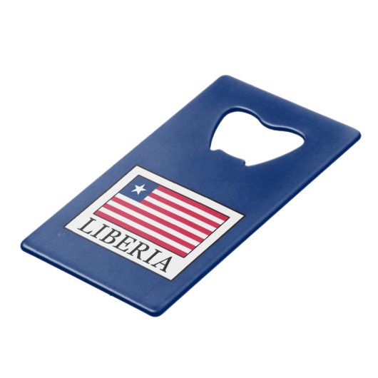 Liberia Creditkaart Flessenopener (Voorkant Gekanteld)