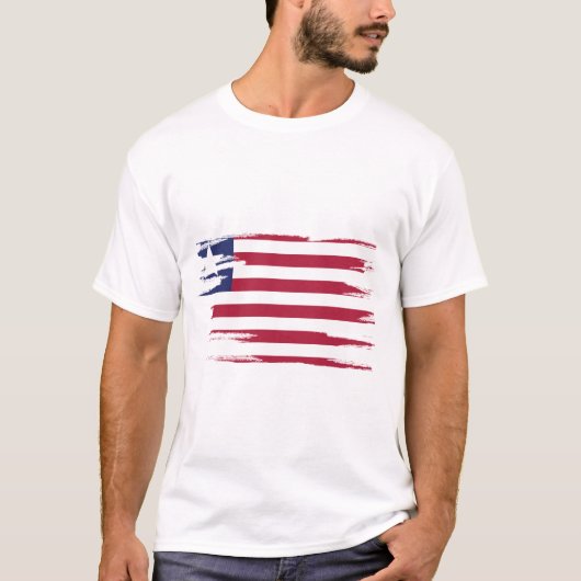 Liberia Flag Brush Art T-shirt (Voorkant)