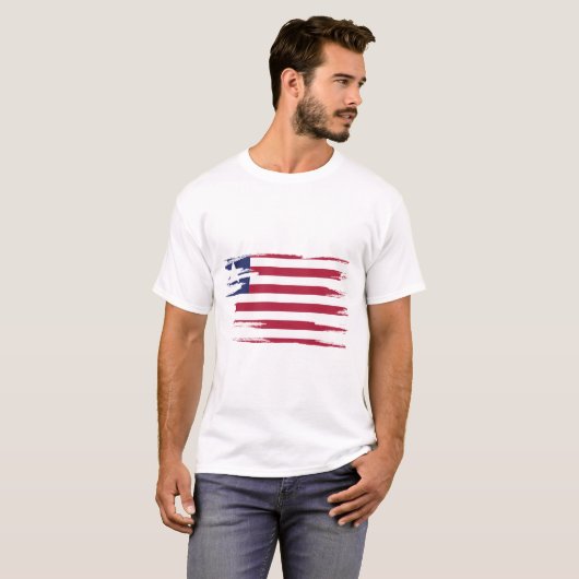 Liberia Flag Brush Art T-shirt (Voorkant volledig)