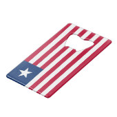 Liberia Flag Creditkaart Flessenopener (Voorkant Gekanteld)