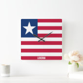 Liberia Flag Dazzling Patriotic Vierkante Klok (Huis)