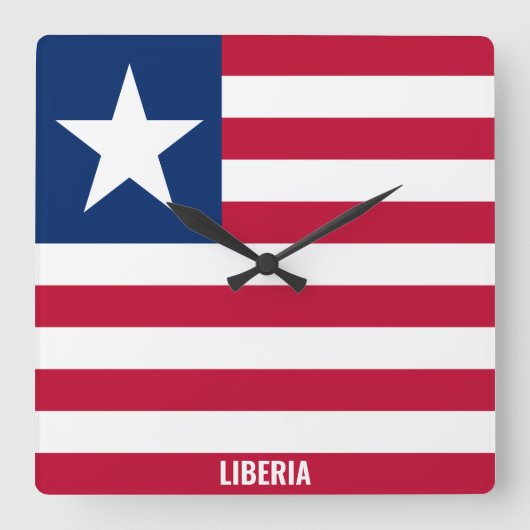 Liberia Flag Dazzling Patriotic Vierkante Klok (Voorkant)