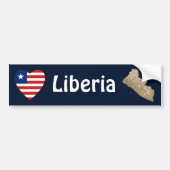 Liberia Flag Heart + Map Bumpersticker (Voorkant)