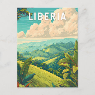 Liberia Illustratie Reis Kunst Vintage Briefkaart