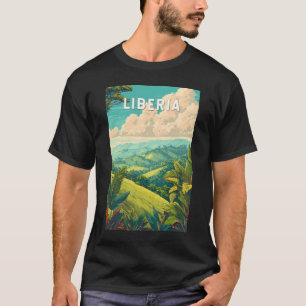 Liberia Illustratie Reis Kunst Vintage T-shirt