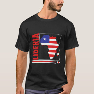 Liberia Kaart Vlag Liberiaanse wortels L T-shirt