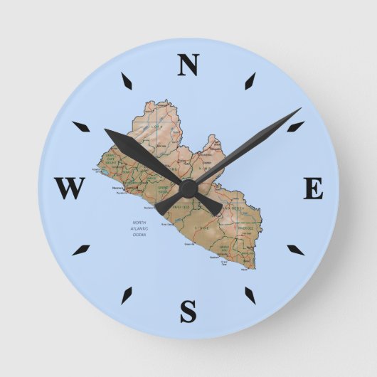 Liberia Map Clock Ronde Klok (Voorkant)