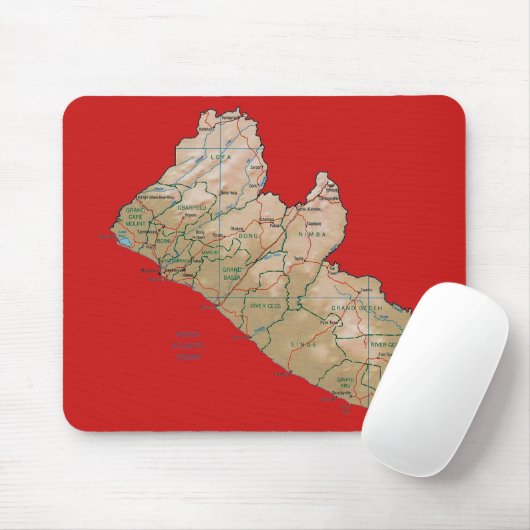 Liberia Map Mousepad Muismat (Met muis)