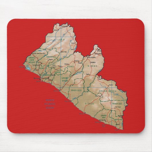 Liberia Map Mousepad Muismat (Voorkant)