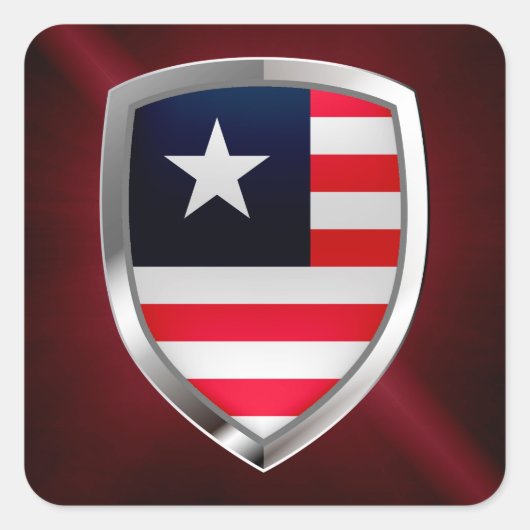 Liberia Metallic Emblem Vierkante Sticker (Voorkant)