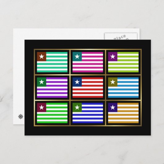 Liberia Multihue Flags Briefkaart (Voorkant / Achterkant)