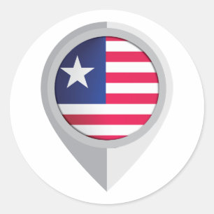 Liberia Pin Locatie Vlag Ronde Sticker