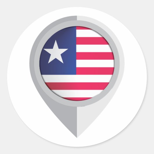 Liberia Pin Locatie Vlag Ronde Sticker (Voorkant)