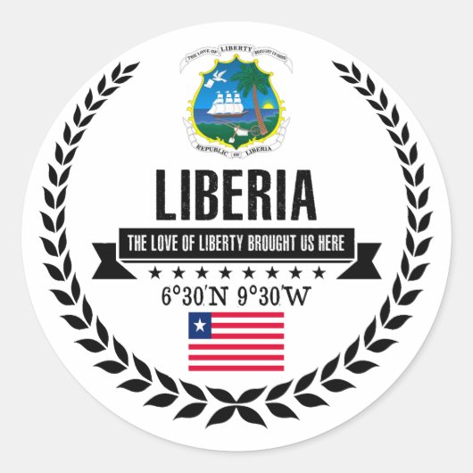 Liberia Ronde Sticker (Voorkant)