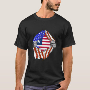 Liberia USA Amerika Borst Liberiaanse roots Liberi T-shirt