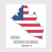 Liberia Vlag Charmante Patriottische Kaart Sticker (Vel)