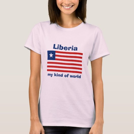 Liberia Vlag + Kaart + Tekst T-shirt (Voorkant)