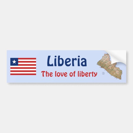 Liberia Vlag + Landkaart Bumpersticker (Voorkant)