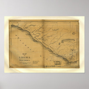 Liberia, West-Afrika Antiek kaart van 1830 Poster