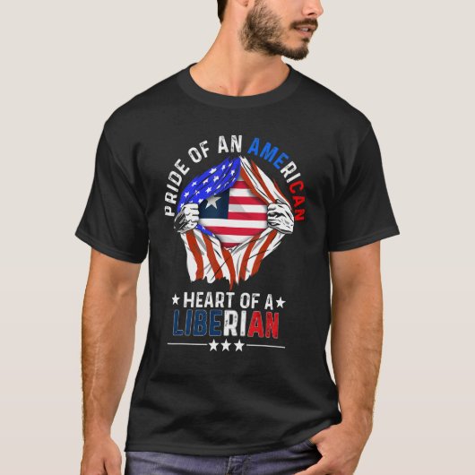 Liberiaans-Amerikaans-Amerikaans Pride-buitenlands T-shirt (Voorkant)
