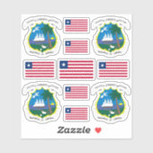 Liberiaanse nationale symbolen/wapenschild en vlag sticker (Vel)