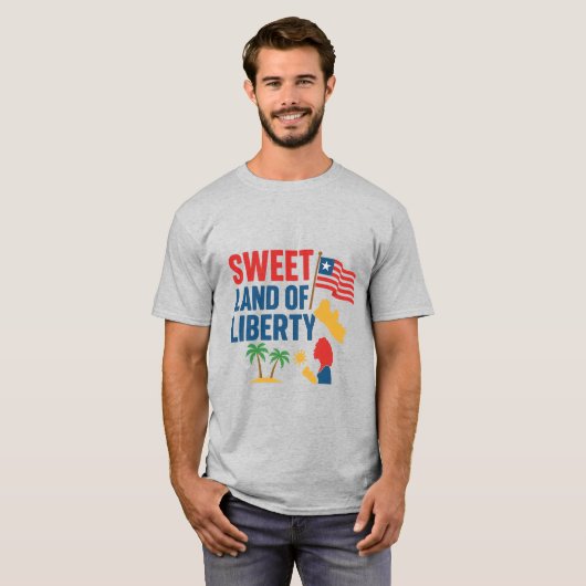 Liberiaanse Unisex zoet land van vrijheid T-shirt (Voorkant volledig)
