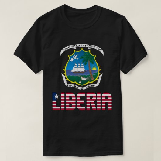 Liberiaanse vlag en wapenschild t-shirt (Design voorkant)
