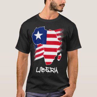 Liberiaanse vlag met Africa Map Love Liberia Liber T-shirt