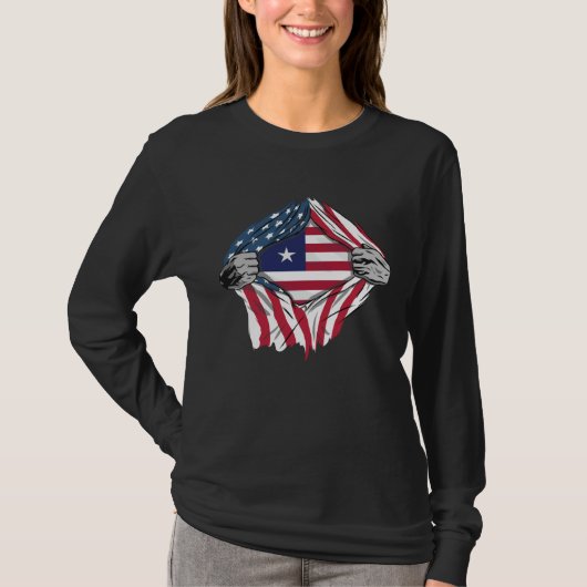 Liberian Blood Inside Me  Liberia Flag T-shirt (Voorkant)
