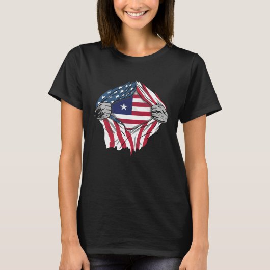 Liberian Blood Inside Me  Liberia Flag T-shirt (Voorkant)