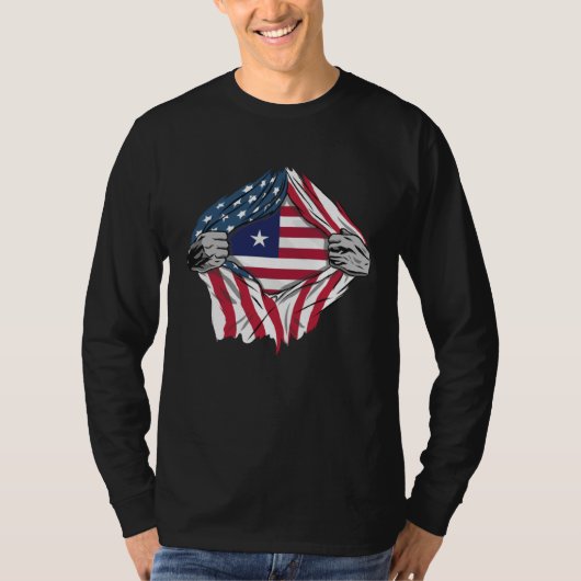 Liberian Blood Inside Me  Liberia Flag T-shirt (Voorkant)