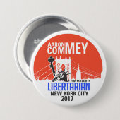 Libertarian Aaron Commey voor de burgemeester van Ronde Button 7,6 Cm (Voorkant /achterkant)