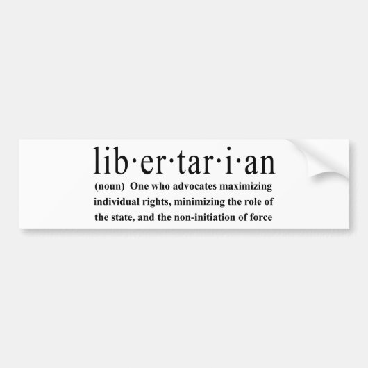 Libertarian Definition Bumpersticker (Voorkant)