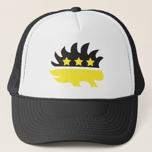 Libertarian porcupine logo (geel) trucker pet (Voorkant)