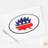 Libertarisch stekelvarken mascotte ovaal ovale sticker (Envelop)