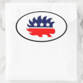 Libertarisch stekelvarken mascotte ovaal ovale sticker (Tas)