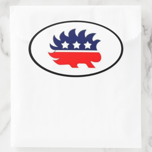Libertarisch stekelvarken mascotte ovaal ovale sticker (Tas)