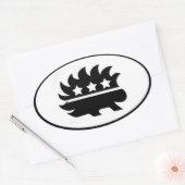 Libertarisch stekelvarken mascotte Zwart & Wit Ovale Sticker (Envelop)
